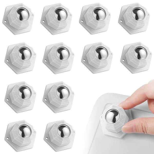 Lollanda 12-pack Tunga möbelhjul, 360° roterande, hög belastning, enkel montering, platt design för möbler och transport Vit