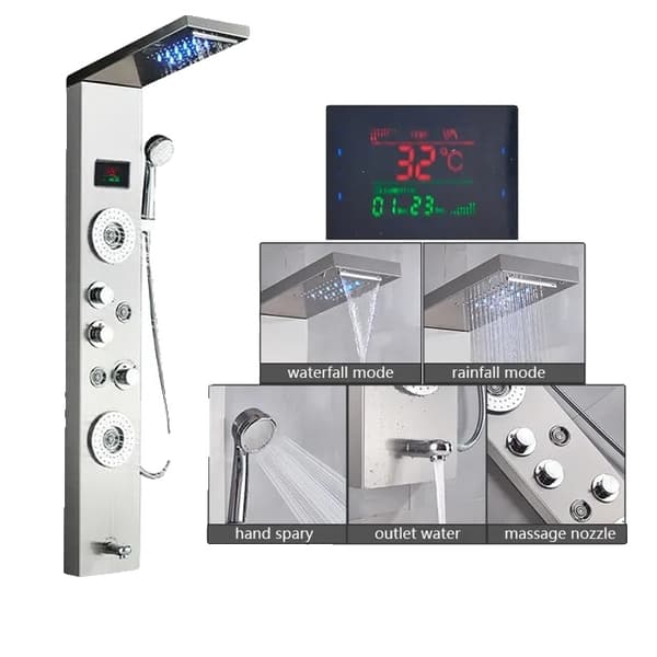 LED Brusepanel, Vandfaldsregn, Digitalt Display B