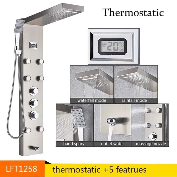 LED Brusepanel, Vandfaldsregn, Digitalt Display