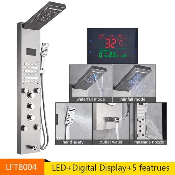 LED Brusepanel, Vandfaldsregn, Digitalt Display