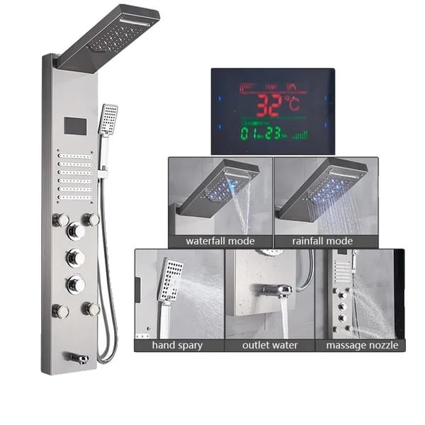 LED Brusepanel, Vandfaldsregn, Digitalt Display