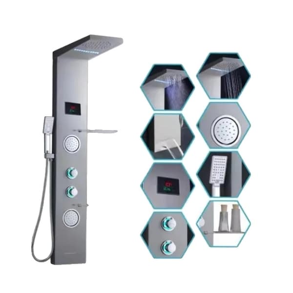 LED Brusepanel, Vandfaldsregn, Digitalt Display