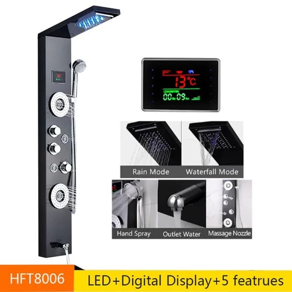 LED Brusepanel, Vandfaldsregn, Digitalt Display