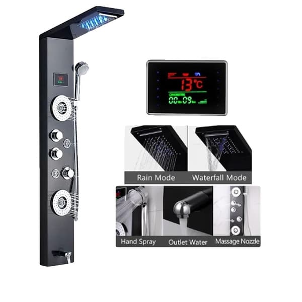LED Brusepanel, Vandfaldsregn, Digitalt Display