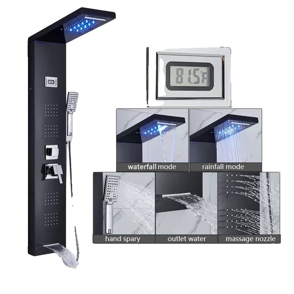 LED Brusepanel, Vandfaldsregn, Digitalt Display