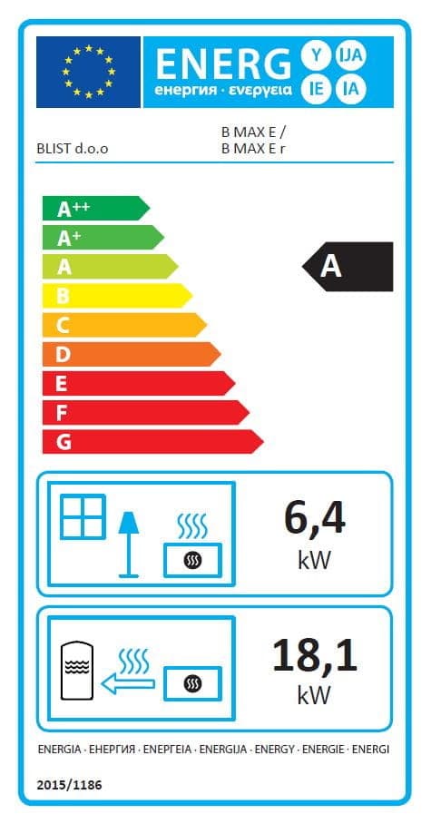 CV vedspis - energimärkning A - 26kW
