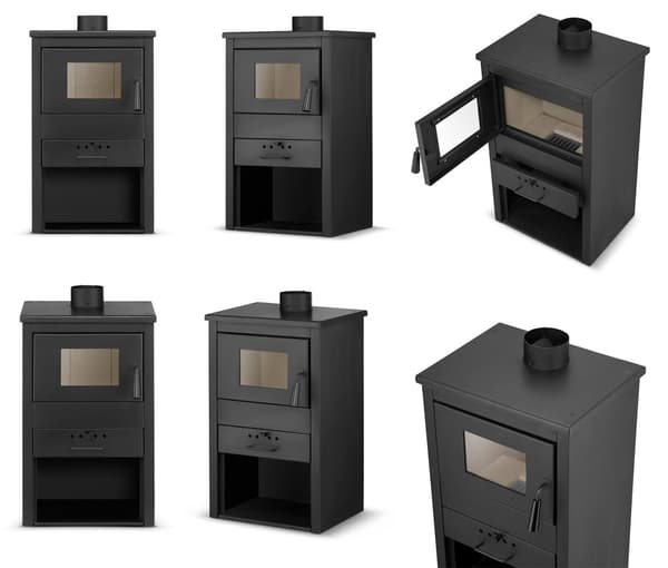 Brændeovn - stål - fritstående - 9KW