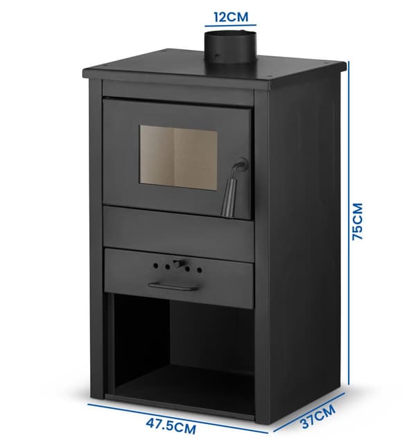 Brændeovn - stål - fritstående - 9KW