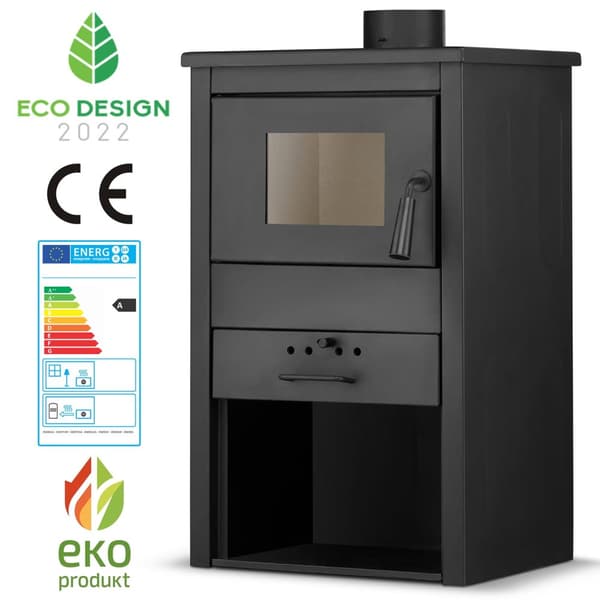 Brændeovn - stål - fritstående - 9KW