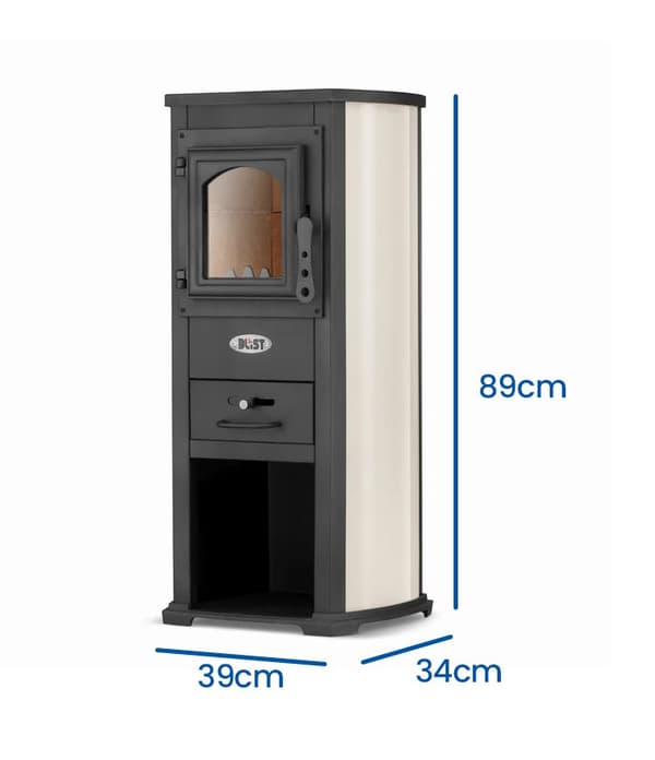 Vikingchoice Jernovn med Kogeplade - 6,6kW til 8,5kW, Opvarmning op til 85m², Fjernbar Askebakke