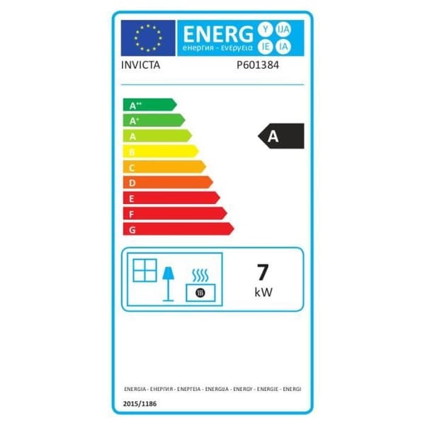 Vedspis INVICTA Remilly - Optimal effekt: 7 kW - Max: 10,5 kW - Vedlängd 33 cm max - Gjutjärn - Tillverkad i Frankrike - Ecodesign
