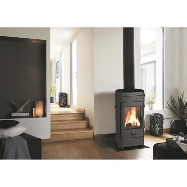 Vedspis INVICTA Remilly - Optimal effekt: 7 kW - Max: 10,5 kW - Vedlängd 33 cm max - Gjutjärn - Tillverkad i Frankrike - Ecodesign