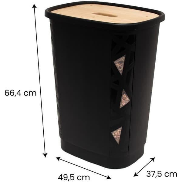 Pelletsförvaring - EDA - Jura Montania - 70 L - Hjul - Kapacitet 45 kg - Trälock - 49,5 x 37,9 x H.66,4 cm - Svart