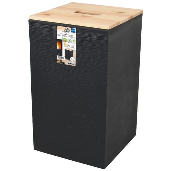 EDA Fyrkantig svart stenpelletslåda 20kg