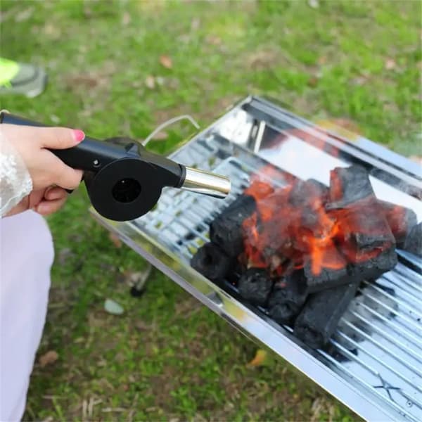 OBOSOE lille manuel vindblæser, håndluftblæser til forbrænding, grill brandovn, udendørs camping, picnicgrill, køkkenredskaber