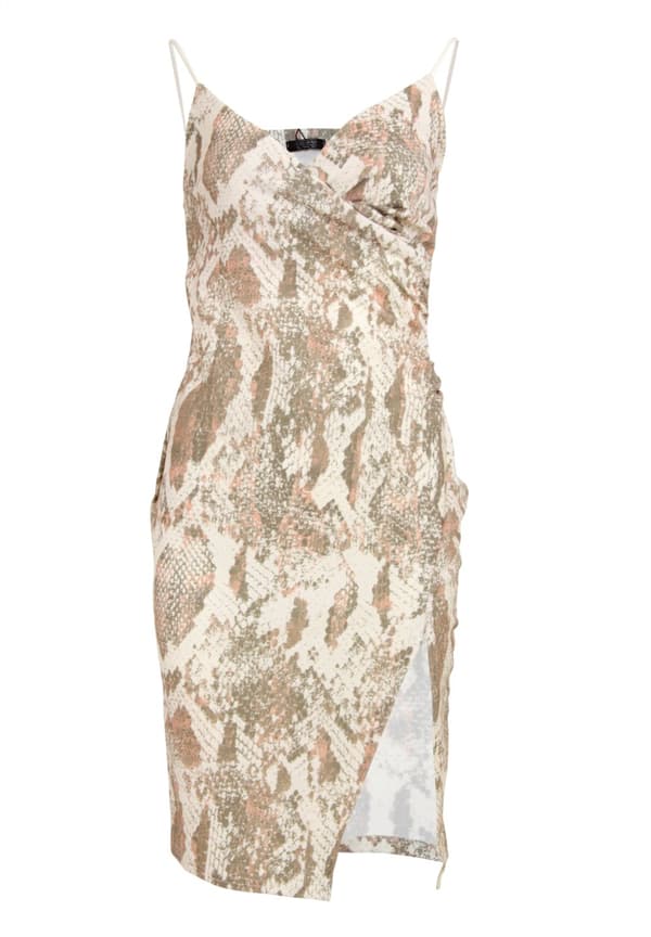 Girls On Film Dame/Ladies Leon Kjole med delt front Snake Print 14 UK