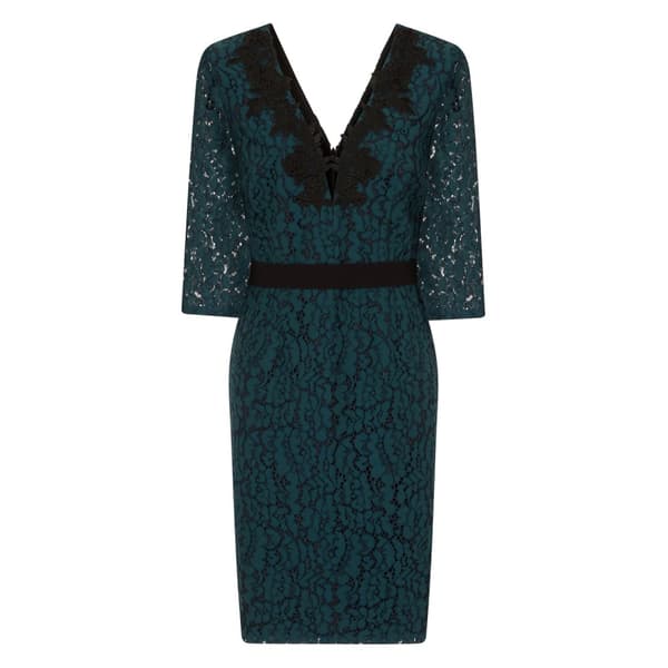 Little Mistress Bodycon-kjole med blondeapplikationer til kvinder/damer Green 14