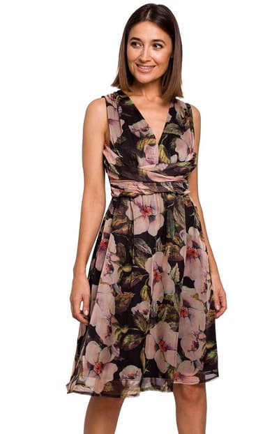 Kjole S225 / 3, Black-Powder Roses, L