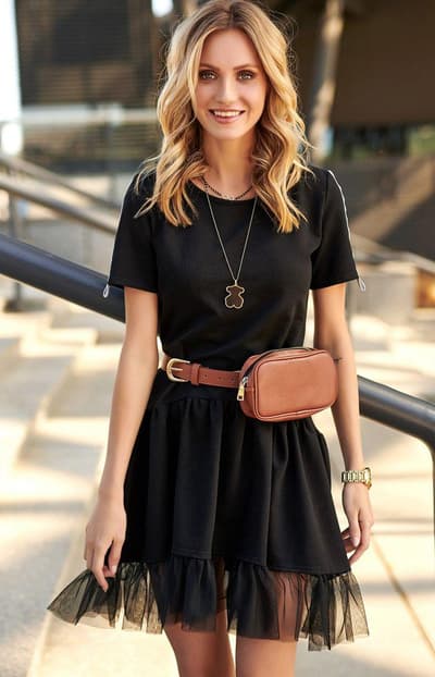 Tulle Dress M536, Sort, L