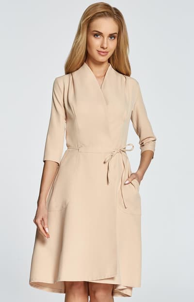 Kjole S099, Beige, 2XL