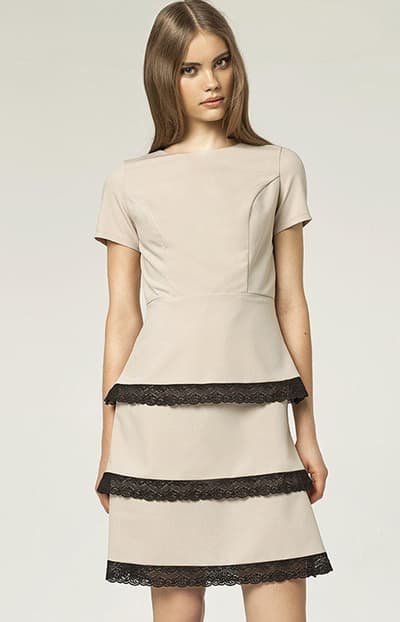 S43 kjole, beige-sort, 42