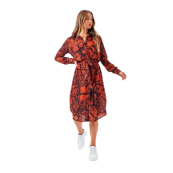 Hype Dame/kvinder med slangeprint i midi skjortekjole Bronze/Black 4 UK