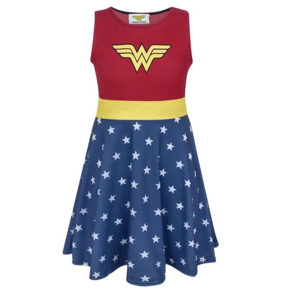 Wonder Woman Girls Costume Dress Red/Blue/Gold 11-12 Years