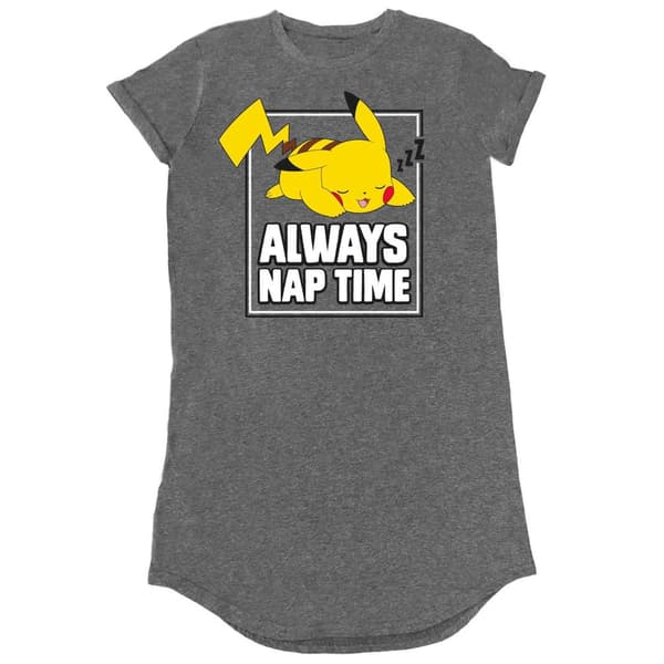 Pokemon Womens/Ladies Pikachu Heather T-Shirt Dress Dark Heather Grey L