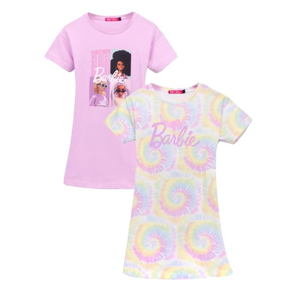 Barbie Girls Casual Dress (Pack of 2) Pink/Yellow 7-8 Years