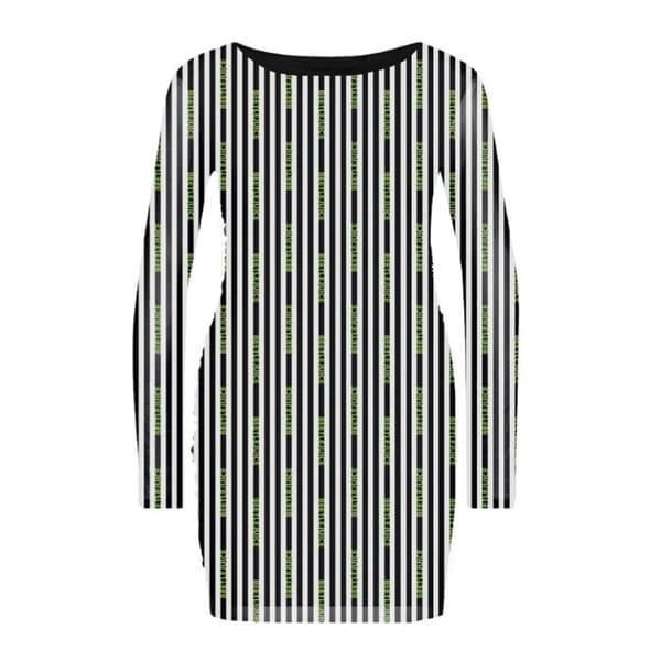 Beetlejuice Dame/kvinder stribet bodycon-kjole i netstof