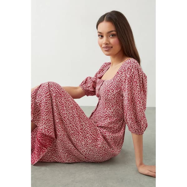 Dorothy Perkins Kvinnor/Damer Ditsy Print knappdetaljer Petite Midi klänning