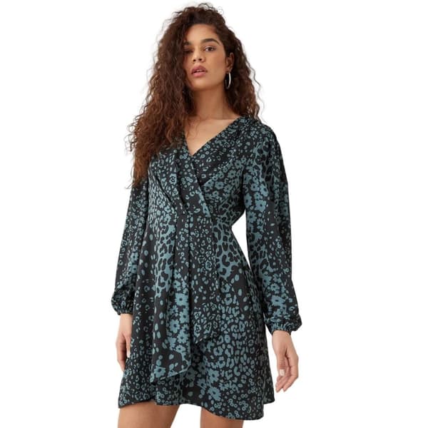 Dorothy Perkins Minikjole med blomstret omslag til kvinder/damer Khaki 8 UK