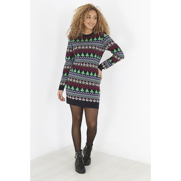 Brave Soul Fairisle julekjole til kvinder/damer Navy/Multi S