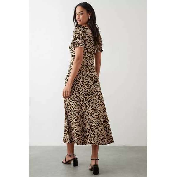 Dorothy Perkins Kvinnor/Damer Leopard Print kortärmad midiklänning