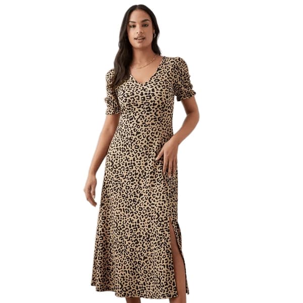 Dorothy Perkins Kvinnor/Damer Leopard Print kortärmad midiklänning