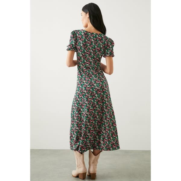 Dorothy Perkins Womens/Ladies Ditsy Print V Neck Short-Sleeved Midi Dress
