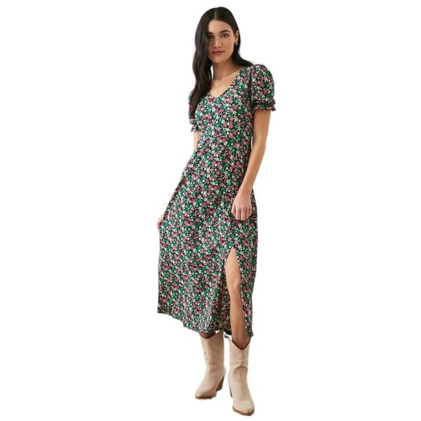 Dorothy Perkins Womens/Ladies Ditsy Print V Neck Short-Sleeved Midi Dress Multicoloured 16 UK