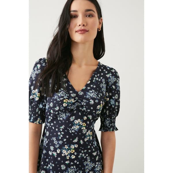 Dorothy Perkins Dame/kvinder Ditsy Print med rynkede manchetter i Petite Midi-kjole