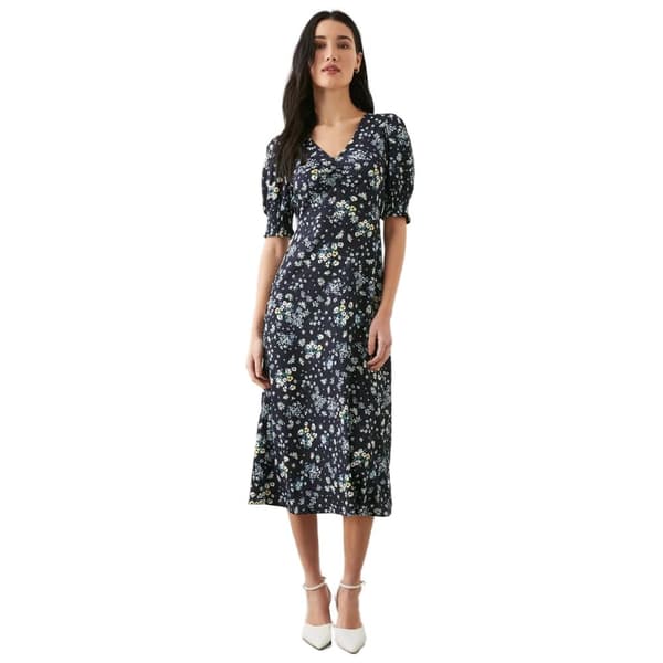 Dorothy Perkins Dame/kvinder Ditsy Print med rynkede manchetter i Petite Midi-kjole