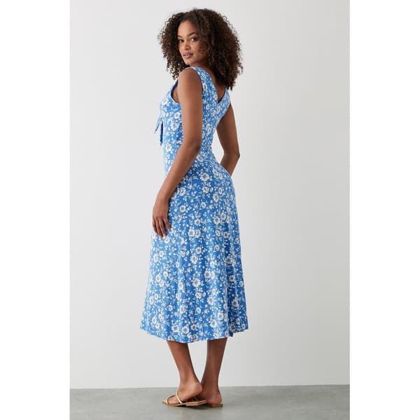 Dorothy Perkins Kvinder/damer med blomstret knap gennem midikjole