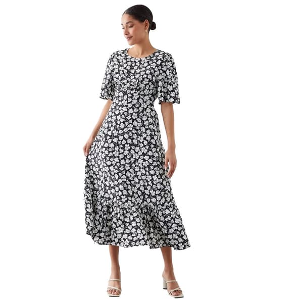 Dorothy Perkins Womens/Ladies Floral Flutter Midi Dress Monochrome 12 UK
