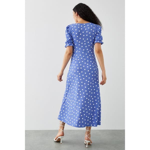 Dorothy Perkins Womens/Ladies Spotted V Neck Short-Sleeved Midi Dress
