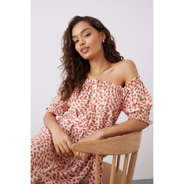 Dorothy Perkins Womens/Ladies Animal Print Bardot Petite Midi Dress