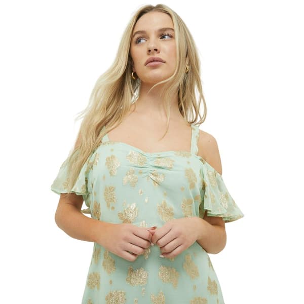 Dorothy Perkins Womens/Ladies Metallic Jacquard Cold Shoulder Petite Midi Dress