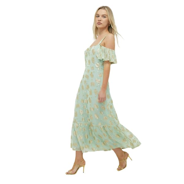 Dorothy Perkins Womens/Ladies Metallic Jacquard Cold Shoulder Petite Midi Dress