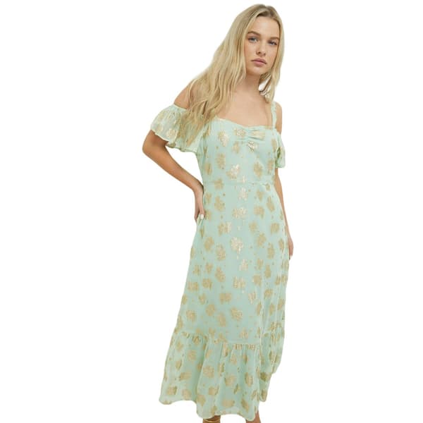 Dorothy Perkins Womens/Ladies Metallic Jacquard Cold Shoulder Petite Midi Dress