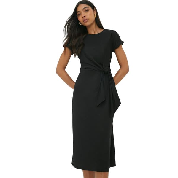 Dorothy Perkins Womens/Ladies Tie Detail Short-Sleeved Midi Dress Black 10 UK