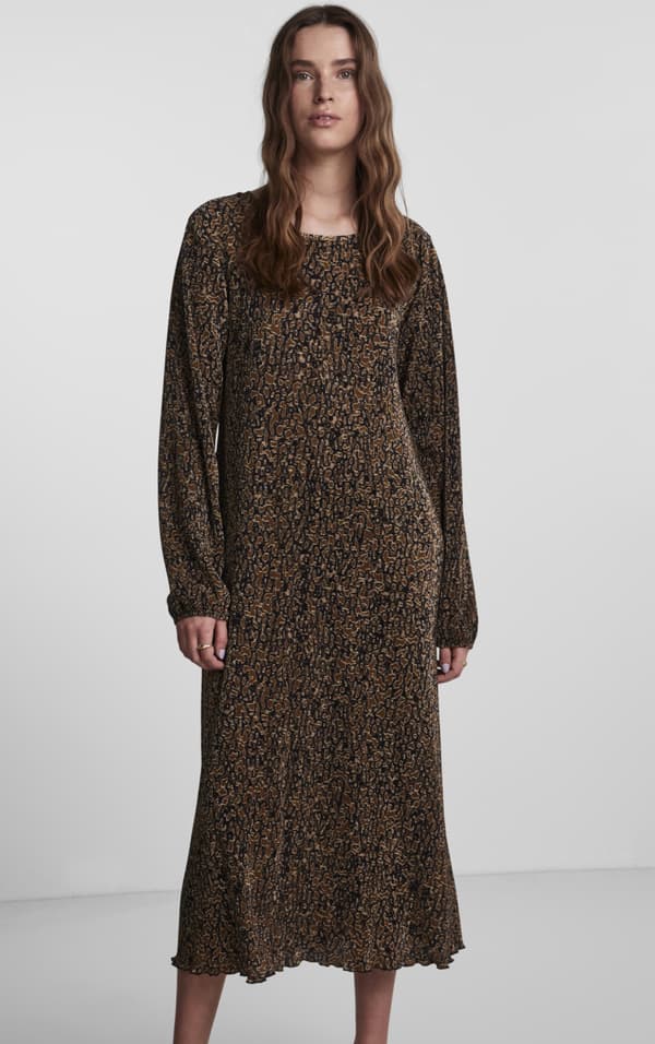 Pieces - pcJohanne LS O-neck Midi Dress Svart XL