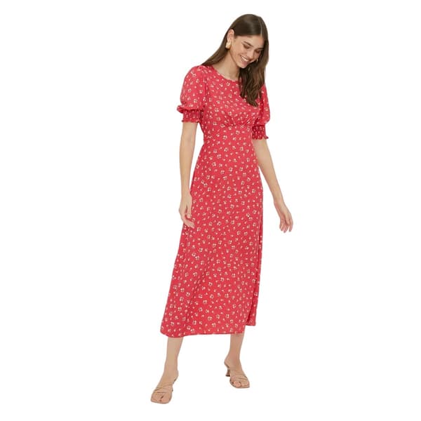 Dorothy Perkins Womens/Ladies Shirred Cuff Tall Midi Dress Red 16 UK