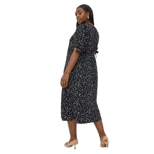 Dorothy Perkins Kvinnor/Damer Spotted Plus Tie Sleeves Midi klänning